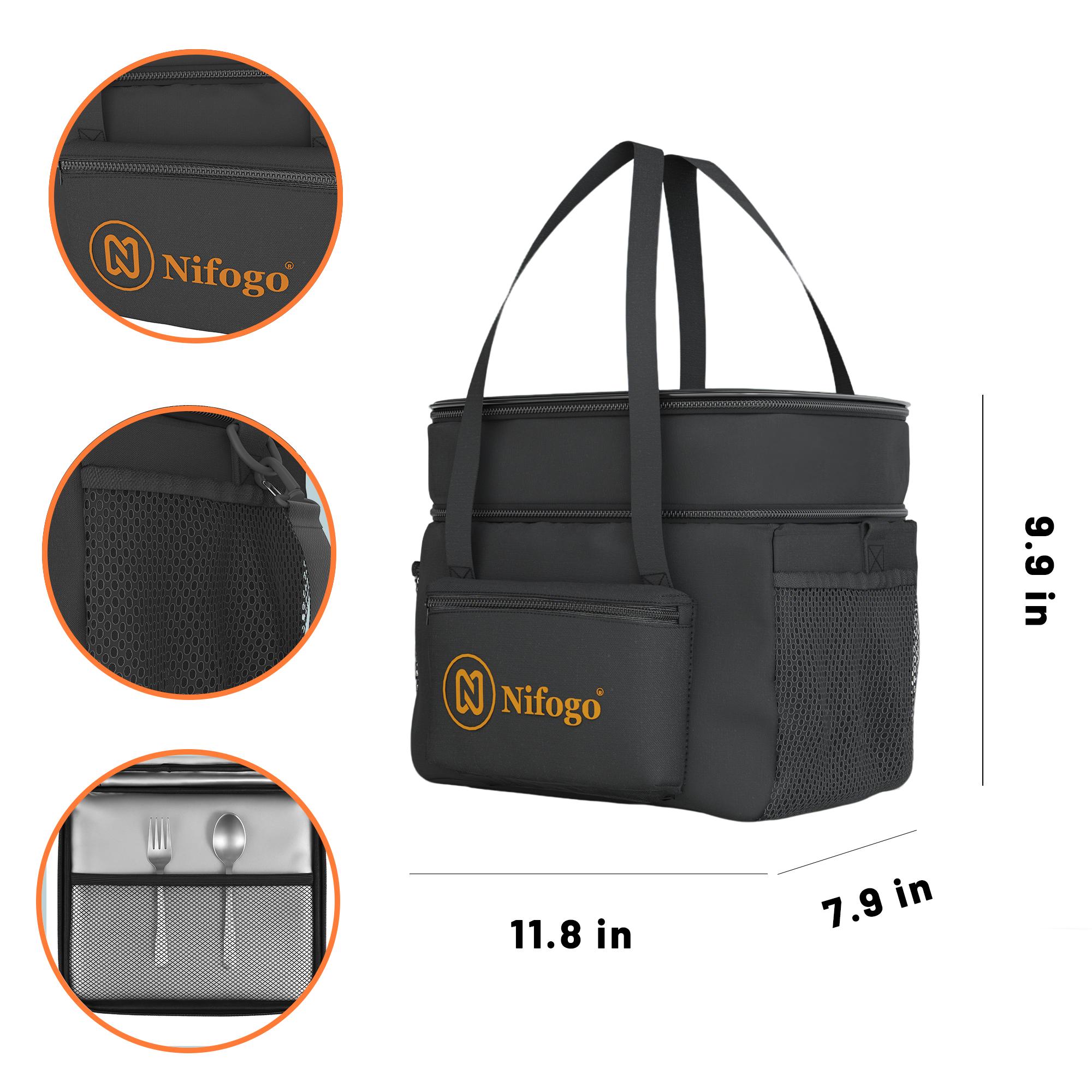 Nifogo 15L Insulated Lunch Bag - Thermal, Leakproof, Water Resistant Portable Cooler Tote for Women, Work & Picnic, Large Capacity Versatile Insulated Bento Bag, Lunch Bags Women
