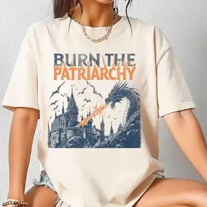 Comfort Colors Burn the Patriarchy Shirt, Feminist Dragon Tee, Vintage Protest T-Shirt, Funny Graphic Tee, Feminist Gift for Her