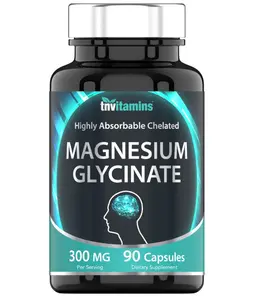 tnvitamins Magnesium Glycinate Capsules (300 MG Per Serving - 90 Count) | Pure Chelated Magnesium Bisglycinate Powder Supplement | Glicinato de Magnesio | for Sleep, Calm, Nerve, & Stress Support*