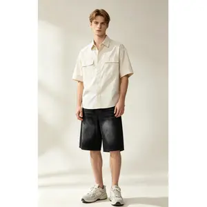JUNBAOSS Men's Baggy Jean Shorts Y2K Casual Vintage Wide Leg Skater Denim Shorts Fashion Comfy Loose Fit Long Streetwear Hip Hop Summer Jorts Denim Shorts Below Knee five-point pants