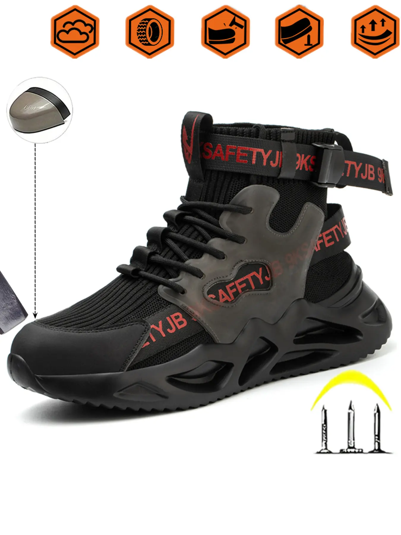 Men Women Safety Shoes, Working Shoes, Fashion Trendy Design, Euro Standard Steel Toe Anti-Smash Anti-Puncture, Daily Work Travel, Work Safety Footwear, Work Protective Shoes, Sizes 36-46