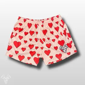Goat Strength 5” Inseam Mesh Shorts – Valentine’s Day Heart Design – Athletic Workout Shorts W/ Zipper Pockets