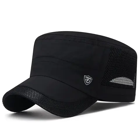 Men's Mesh Military Cap | Breathable Short Bill Cadet Cap | Summer Quick Dry Army Hat for Outdoor Fishing Hiking Daily Wear