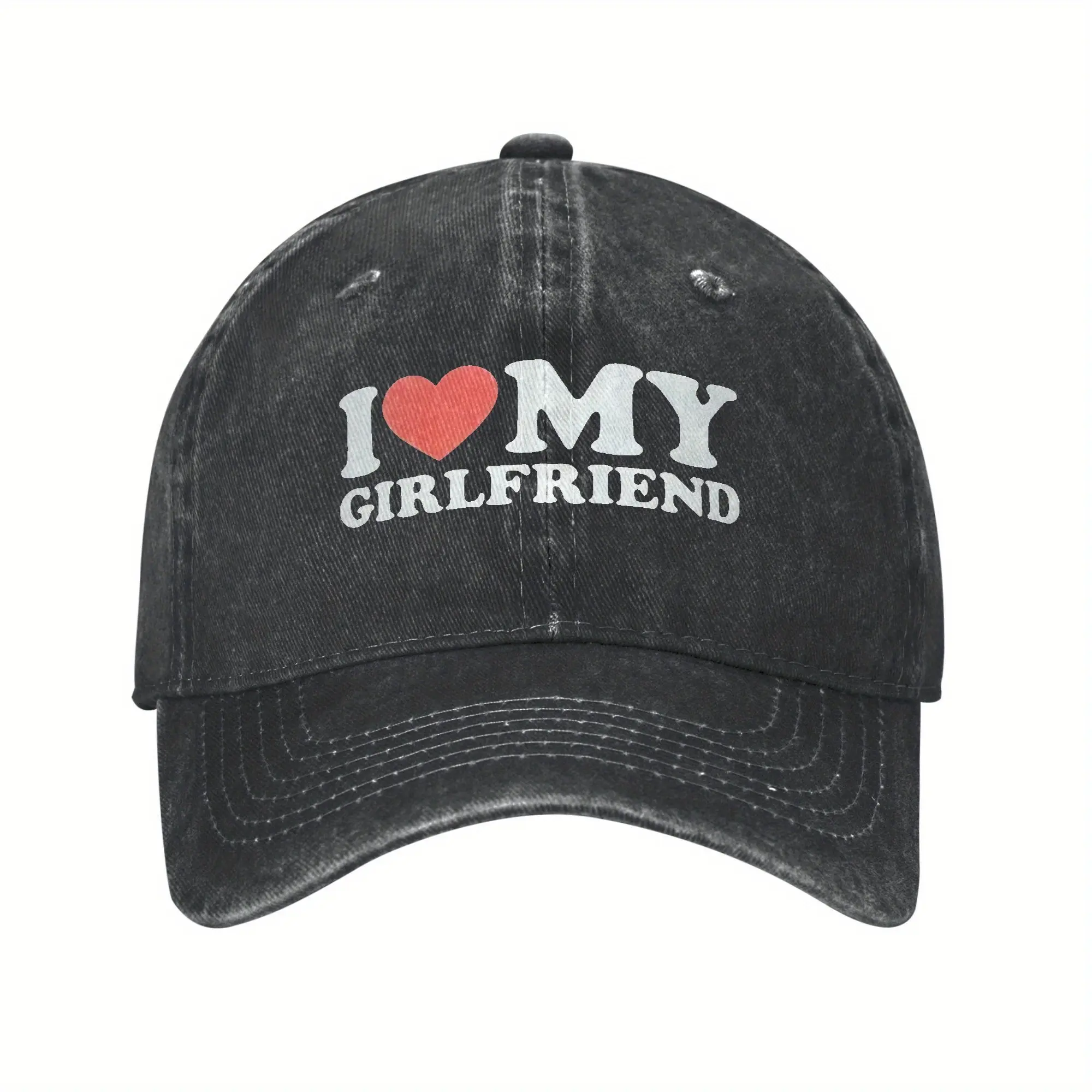 Unisex "I Love My Girlfriend" Funny Quote Snapback Baseball Cap - Casual Outdoor Hat, Wide Brim, Adjustable, One-Size Fits Most Head Sizes, Hand Wash Only for Sports, Golf, Casual Commute