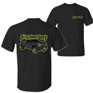 Dirty Diesel Supply Chevy Silverado Lifted Truck T-Shirt – Black Graphic Tee Featuring Green Diesel Pickup Truck Neon Outline Design, Perfect for Truck Enthusiasts & Car Guys