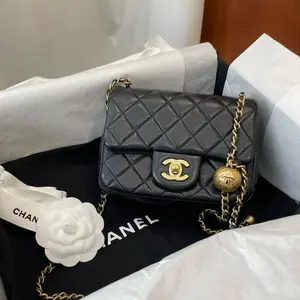 Pre-owned CHANEL leather Crossbody Bags Classic Mini Gold Ball Crossbody Bag Black