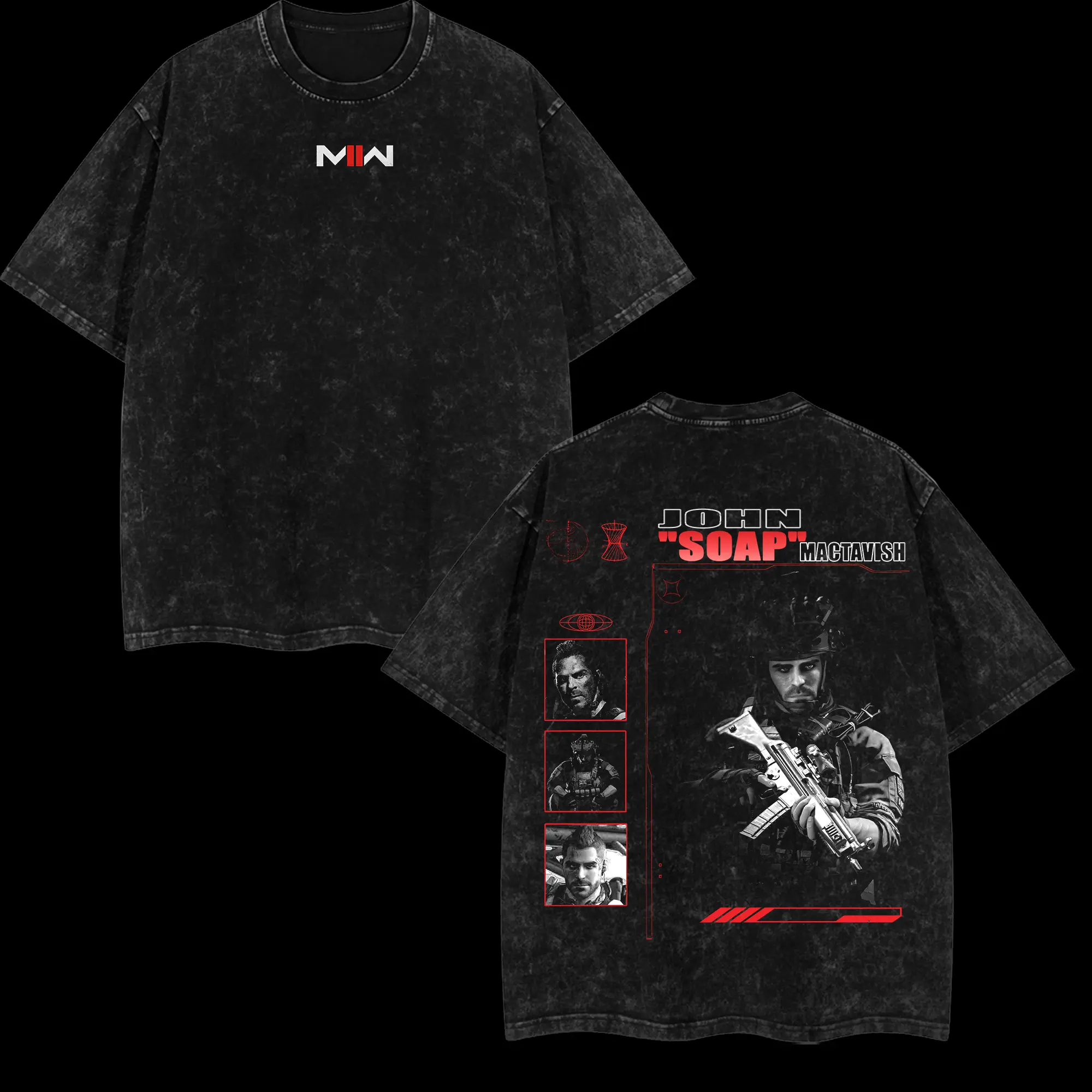 Soap COD Double Printed Oversize Lightweight Acid Washed Tee Game Graphic T-Shirt for Men Casual Day Wear Cotton Fabric - Jeans Vintage Gaming Retro Black Tee Oversized Heavyweight Cotton T-Shirts Love Menswear