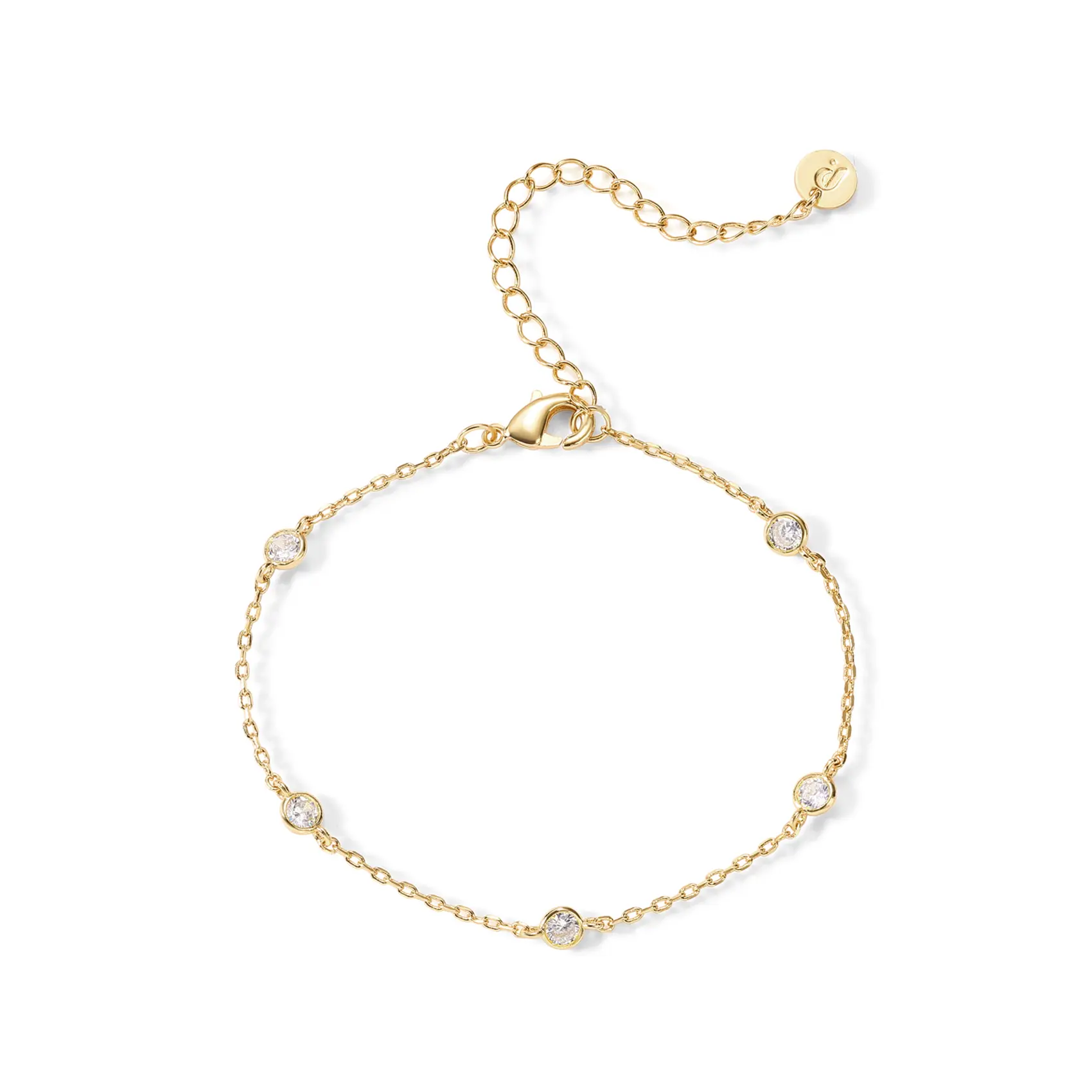 PAVOI 14K Gold Plated Station Bracelet - Simulated Diamond BTY Bracelet - Womens CZ Chain Bracelet PAVOI 14K Gold Plated Station Bracelet - Simulated Diamond BTY Bracelet - Womens CZ Chain Bracelet