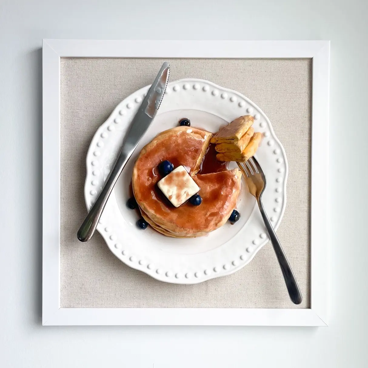 Blueberry Pancakes 3D Wall Decor Sculpture - Handcrafted Breakfast Art