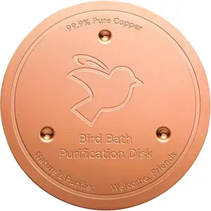 Bird Bath Copper Disk, Pure Copper Cleaning Disk for Physical Safe Clean Water All-Season, Universal Fit for Outdoor Birdbaths, Bowl, Bird Bath Solar