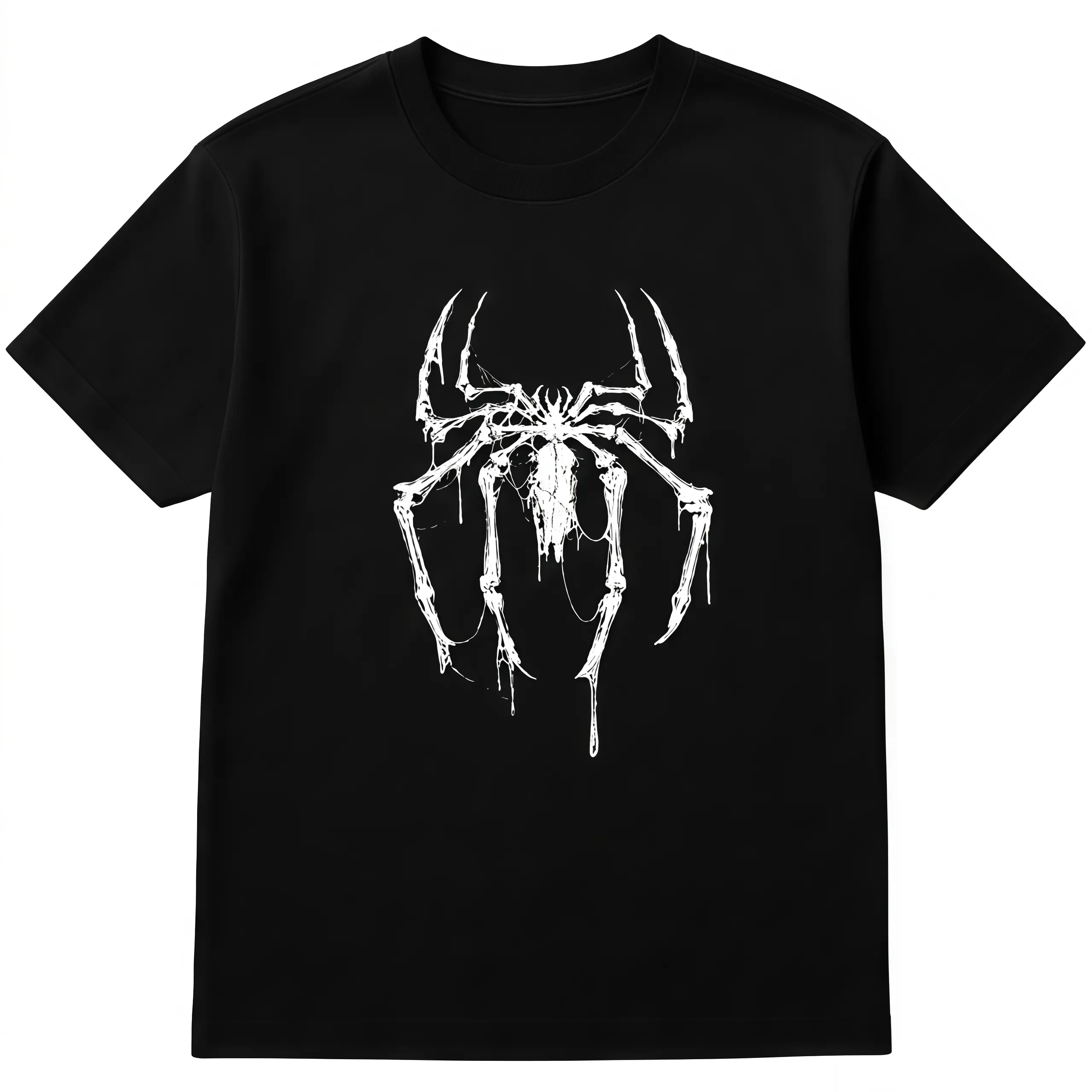 Vintage Spider Skeleton Graphic T-Shirt, Gothic Grunge Y2K Emo Scene Amity Affliction Style Clothes, Men's Casual Classic Soft Breathable Cotton Crewneck Graphic Print Tee Top, Summer OOTD Streetwear Shirt& Tshirt for Menswear & Womenswear Gifts