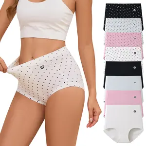 8PCS of random colors Womens Underwear Cotton Tummy Control High Waisted Underwear Soft Breathable Full Coverage Panties