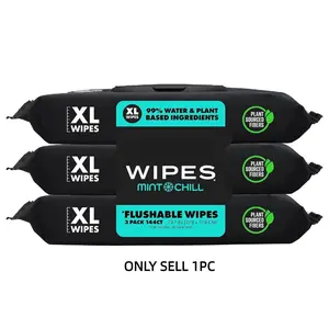 Flushable Wet Wipes Pack, 48 Sheets Large Unscented Adult Wipes with Vitamin E & Aloe Vera, Safe for Septic Systems & Sewer Lines, Biodegradable Towelette
