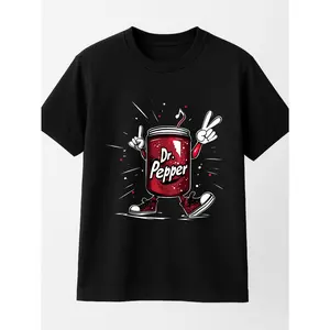Women's Dr. Pepper Graphic Cotton Fabric T-Shirt, Round Neck, Shortsleeve, Minimalist Classic, Breathable, Funny Printed, Everyday Fit, Casual Tshirt
