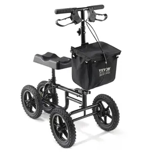 VEVOR Folding Knee Scooter, Aluminum Steerable Knee Walker with Height - Adjustable Handlebar Knee Pad, 12 All - Terrain Wheels, Dual Brakes, Leg Recovery Scooter for Broken Ankle Foot Injuries, 350LBSVEVOR Super Brand Day