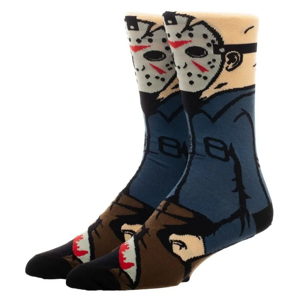 Menswear Friday the 13th Jason Character Socks, Men's Casual 360-Degree Print in Comfortable Spandex Fabric