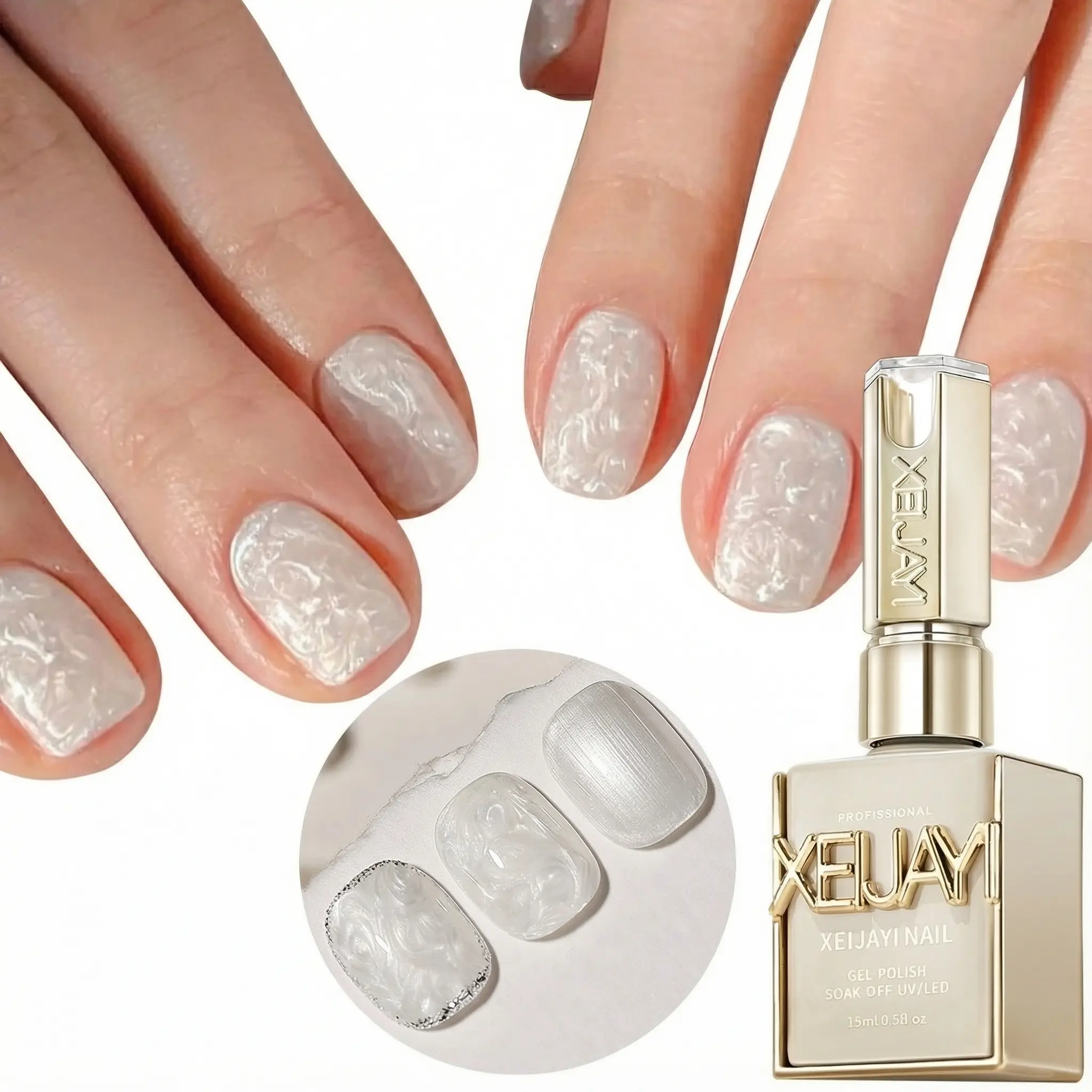 Xeijayi Pearl White Spider Gel 15ml Elastic Thread Line Art Gel for Nails Soak Off UV LED Quick Cure Long Lasting Non Flowing High Pigment for Fine Lines French Swirls Detailing 0.5 fl oz