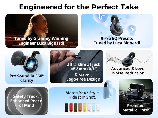 SmallRig S70-C2 Wireless Microphone with USB-C Adapter for Phones (Black)