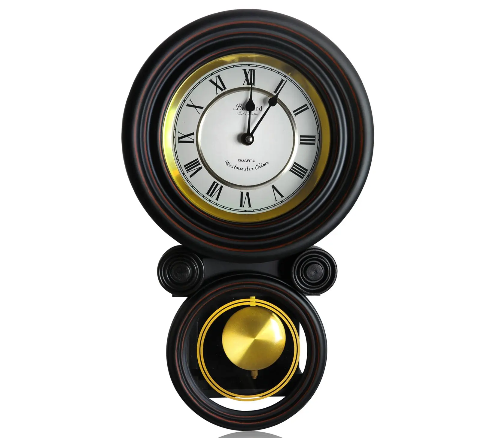16.5 Inch Contemporary Round Wall Clock with Pendulum 16.5 Inch Contemporary Round Wall Clock with Pendulum