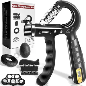 Grip Strength Trainer, Plastic, 2 Pack / 5 Pack, 11-132 lbs, Forearm Strengthener, Hand Squeezer Adjustable Resistance, Hand Grip Strengthener for Muscle Building and Injury Recovery