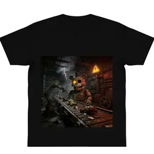 oversize cotton abandoned toy factory broken dolls FNAF graphic tees shirt y2k fashion Streetwear Casual Top Trending horror game gift Machine Wash Safe