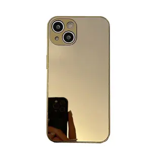 Fashion New iPhone16 15 14 13 11 12 ProMax Plus Silver Gold Mirror Shockproof Mobile Phone Case Electroplating Hard Back Cover