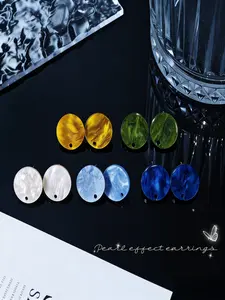 16pcs Luxury Acrylic Earrings DIY Kit, Round Pearl Effect Mixed Colors, Includes Plastic Spiral Caps, Stainless Steel Studs, Perfect Gift