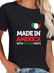 100% Cotton Made In America With Italian Parts Italy Pride Gift Funny T-Shirt