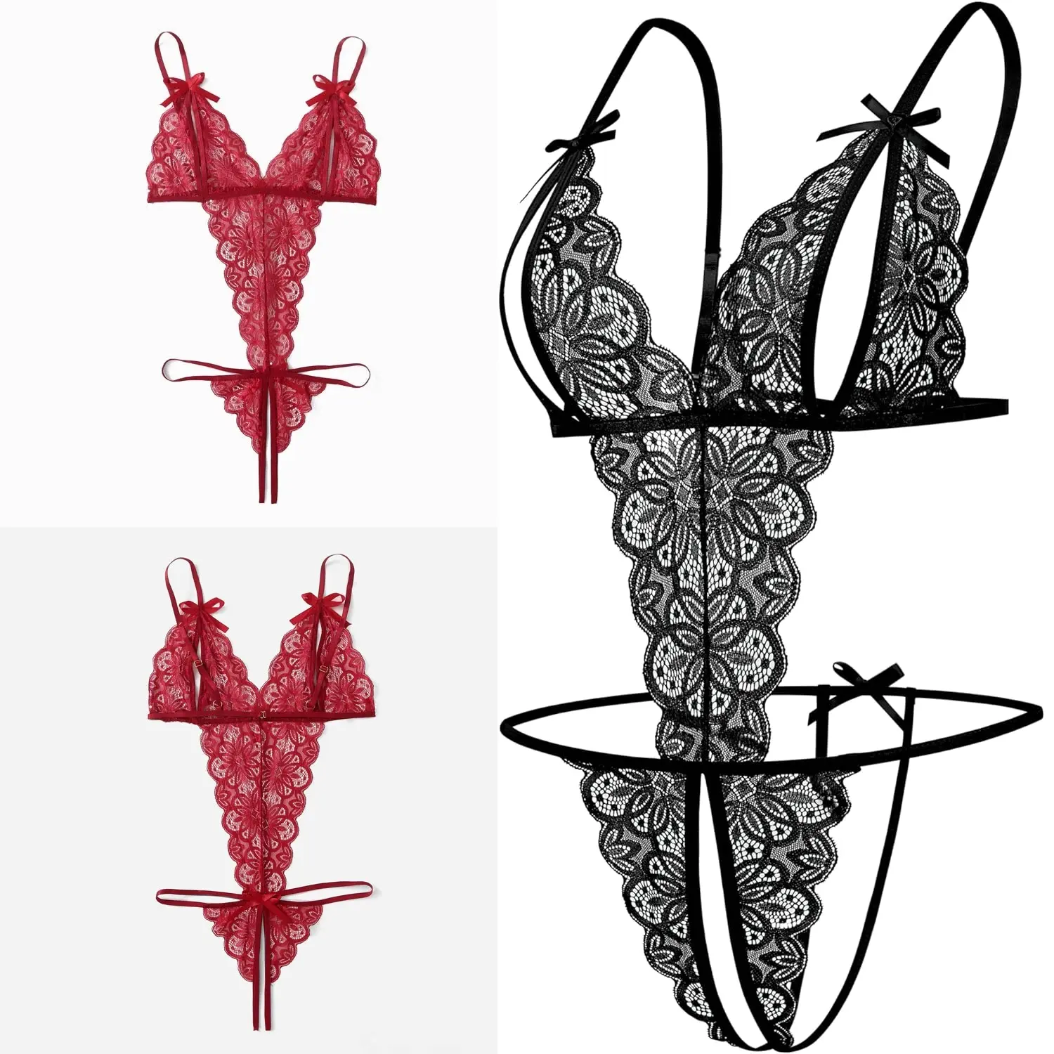 Women Teddy Lingerie, Lace Teddy Bodysuit, Deep V Sexy lingerie, One Piece Adjustable straps and backless Crotchless Bodysuit boudoir nightwear sleepwear Lace open cup Lingerie spaghetti strap Lingerie Outfit - TikTok Shop Women Teddy Lingerie, Lace Teddy Bodysuit, Deep V Sexy lingerie, One Piece Adjustable straps and backless Crotchless Bodysuit boudoir nightwear sleepwear Lace open cup Lingerie spaghetti strap Lingerie Outfit - TikTok Shop