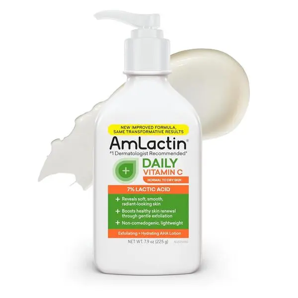 AmLactin Daily Vitamin C Lotion, 7% Lactic Acid, Dry Skin, 7.9 oz | Vitamin C plus 7% lactic acid body lotion brightens, exfoliates and moisturizes dry skin for smoother-looking tone.