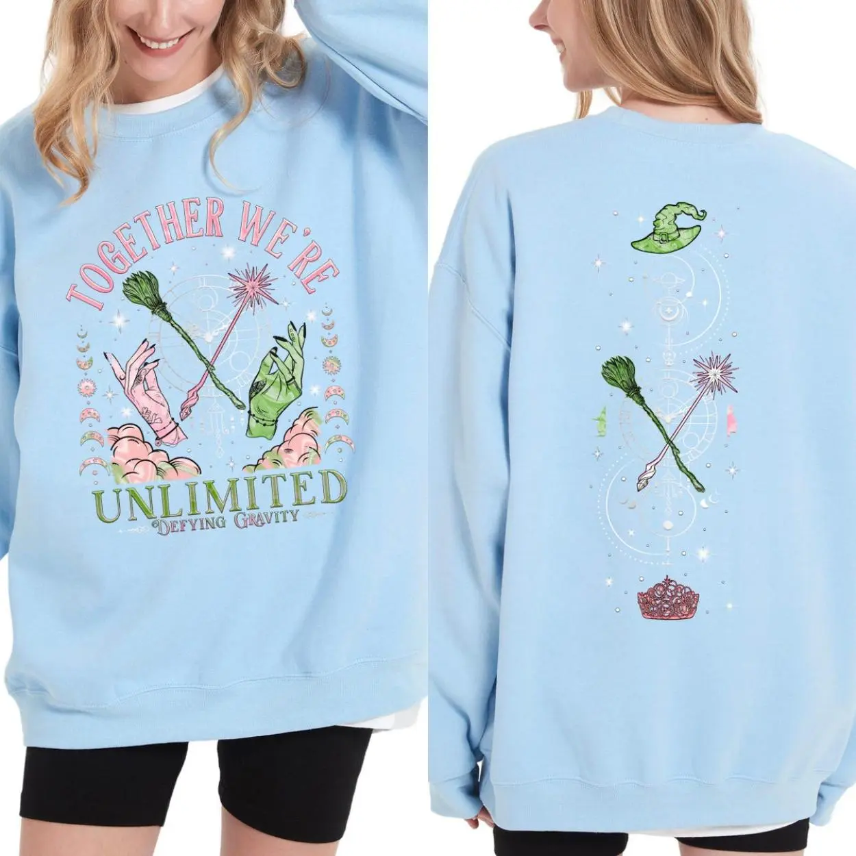 Wicked gildan Sweatshirt, Together We're Unlimited, Viral Witch Sweater, Green Pink Witchcore, Lover Gift, Present For Her