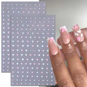 2 Pcs Valentine's Day Nail Art Stickers, Mini Cute Love Heart Pattern DIY Nail Decals, Mini Heart Patterns, Perfect for Women and Girls Holiday Decorations, Nail Design, Festive Touch