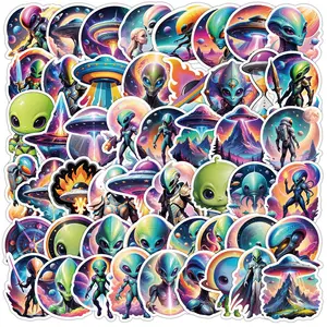 Alien Pattern Sticker, Sticker Sheets, Self Adhesive Decor Paper, Decor Sticker for Gift Greeting Card Water Bottle Laptop Phone