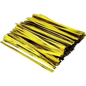 400 Pcs Metallic Twist Ties 4-Inch, Foil Twist Ties for Bread Bags, Candy Bags, Gift Bags, Snack Bags, and Party Favor Wrapping (Gold)