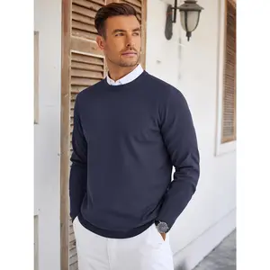 COOFANDY Mens Crew Neck Sweaters Long Sleeve Lightweight Knit Dress Pullover Sweaters