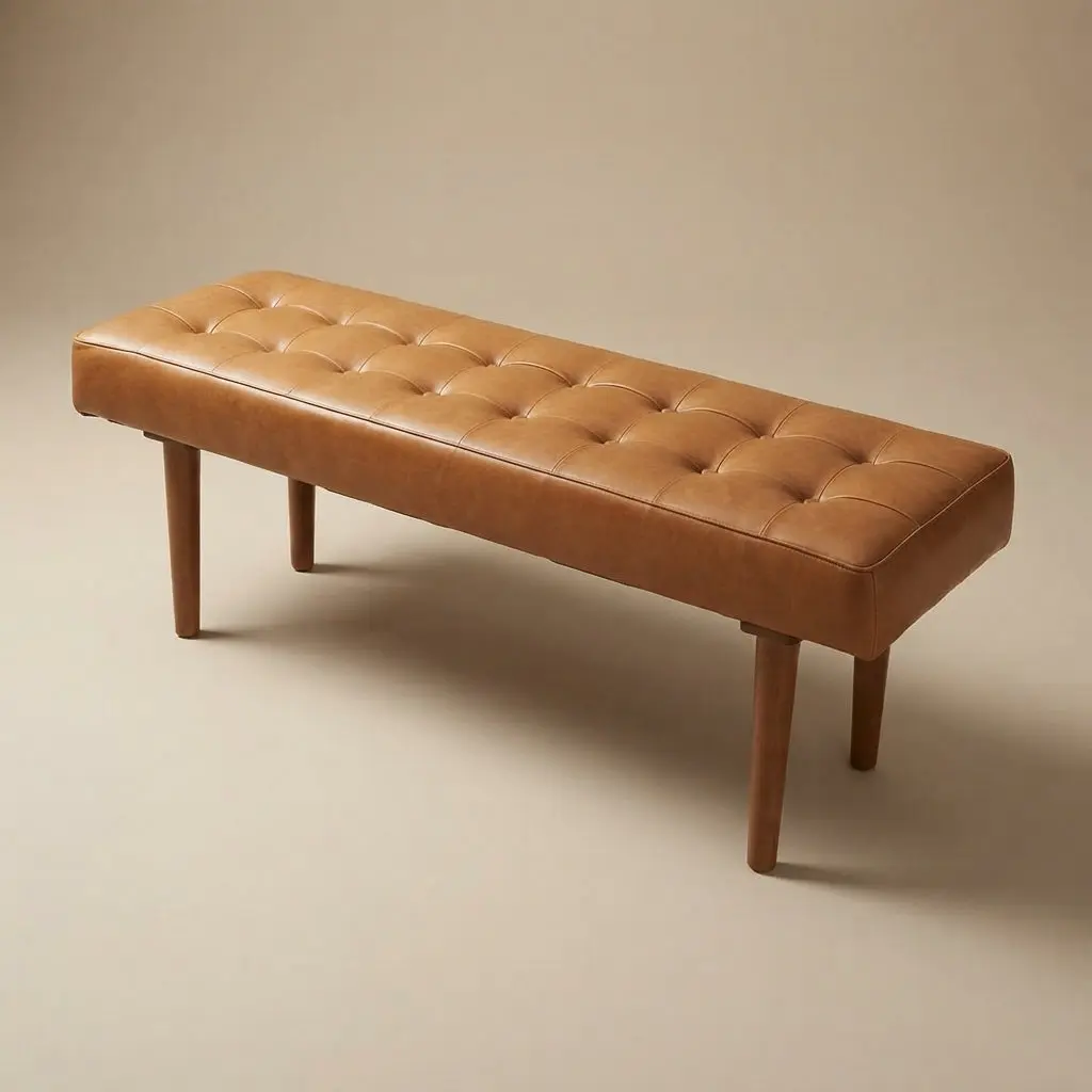Banten Tan Leather Bench Banten Tan Leather Bench