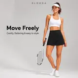 DLOODA Women's High-Waist High-Stretch Synthetic Fitted Above-the-Knee Skirted Shorts, Tennis Attire Activewear with Pocket Bottoms for Summer Golf Workouts