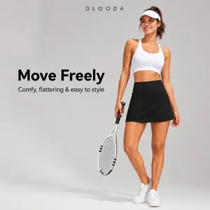 DLOODA Women's High-Waist Elastic Waist Skort, Tennis Attire with Pocket Shorts, Mini Athletic Skort for Summer Workout Golf, Women's Clothes Athleisure Bottoms tiktokshopspringglowup,summerwins,summeroutfits,vacationoutfits,beachoutfits