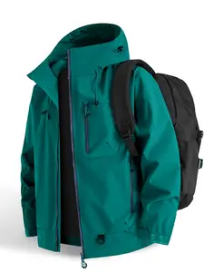 2026 New Outdoor Hooded Jacket Couple Windproof Waterproof Breathable Comfort Fashion Solid Color Spring Autumn Hiking Coat Athletic Jackets