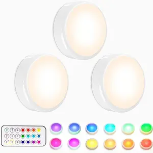 3/6/9Pack Smart LED Night Light RGB 13 Colors, Indoor Lighting, Remote Control & Touch Control, Wall Lamp, Cabinet Spotlight, Bedroom, Living Room, Stairs, Entrance