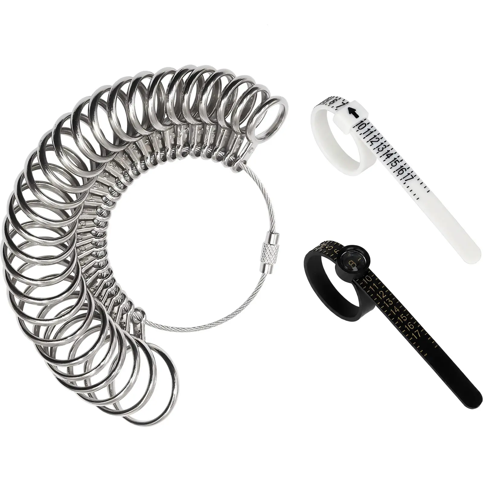 Ring Sizer Measuring Tool Set Metal Ring Size Gauge with Adjustable Ring Sizer Belt for Jewelry Sizing, Rings & DIY Jewelry Making