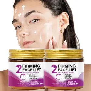 Facelift Cream - 2 pcs. Moisturizes and firms facial skin. Contains hyaluronic acid, collagen, and retinol. Night cream for everyday skincare, day cream, neck cream, face cream—suitable for all skin types; a great gift for women.