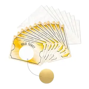 20 Pcs DIY Gold Ticket Round Scratch Off Cards Reveal Customize Your Own Raffle DIY Gift Voucher Custom Message Card Holiday Scratch Card Reveal Golden Ticket Gift Card & Stickers Scratch to Reveal Creating Mystery and Randomness