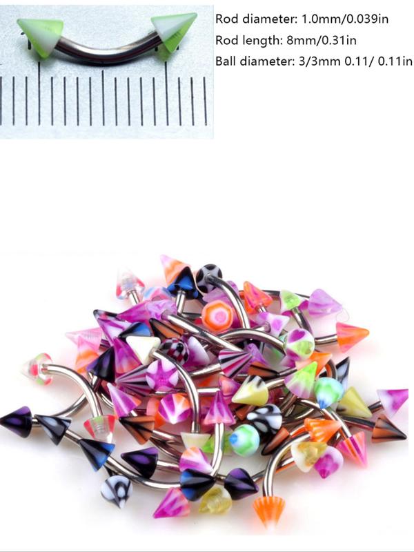 100pcs Stainless Steel Body Jewelry Set, Belly Rings Tongue Piercings Eyebrow Nose Lip Studs, 20 Models, Casual Colorblock Style, Nose Piercings Kit