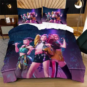 Virtual Idol Group Theme Bedding Set, Vibrant Colors, Soft Skin-Friendly Fabric, Perfect for Dorm Room Decor, Youth Fashion Style, Bedroom Bedding Set