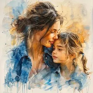 2D Flat, Customize Watercolor Portraits, Family Portraits, Photo Portraits, And Personalized Family Keepsakes. Upload Your Own Photos; Suitable for Bedrooms And Living Rooms; Waterproof And Fade-; The Perfect Gift for Friends And Family. wall decor