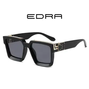 Oversized Fashion Luxury Brand Style Sunglasses, 100% UV Protection, Thick Square Frame, Women Unisex, Black and Gold Color Combination and Black on Black