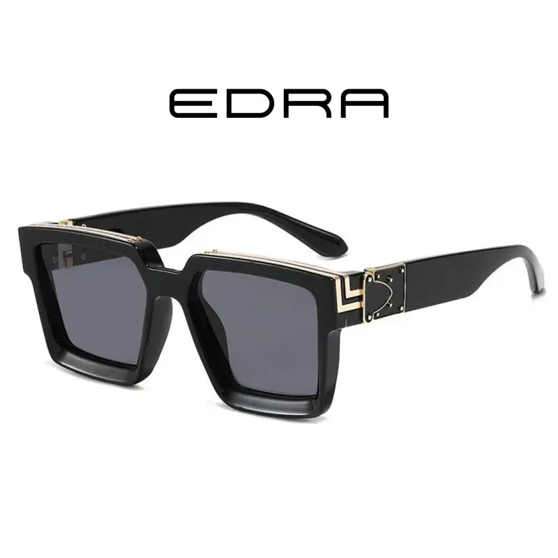 Oversized Fashion Luxury Brand Style Sunglasses, 100% UV Protection, Thick Square Frame, Women Unisex, Black and Gold Color Combination and Black on Black