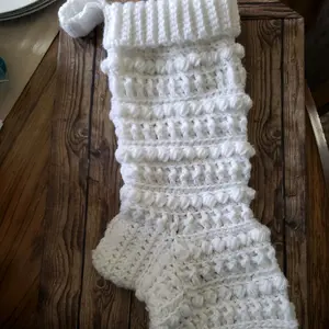 Holiday Stocking Crochet Handmade 100% Acrylic Yarn White Green Red for Decorating Gift Wrapping Stocking Stuffers Alternative