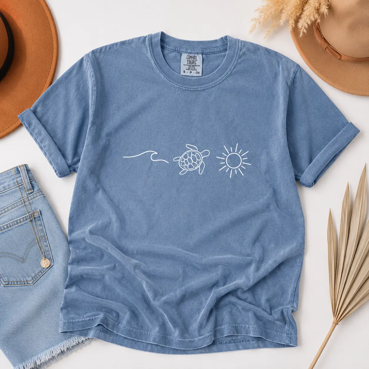 Comfort Colors Ocean Turtle Sun T-Shirt, Summer Shirt, Gift For Women, Beach Shirt, Summer Women Shirt - Printfamily